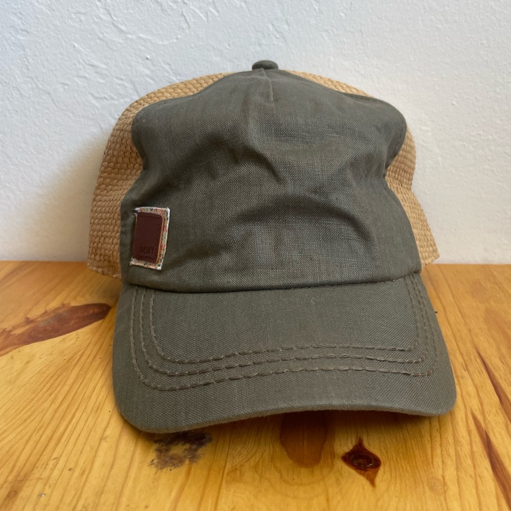 Roxy Olive Green and Tan Mesh Trucker Hat